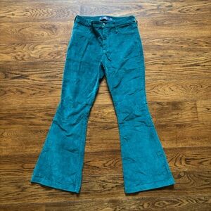 Hollister Teal High-Rise Velvet Flare Pants - 5S